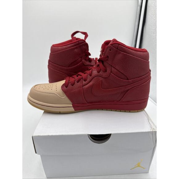Size 9.5 - Air Jordan 1 Retro Premium High Dipped Toe - Red W - Picture 8 of 10